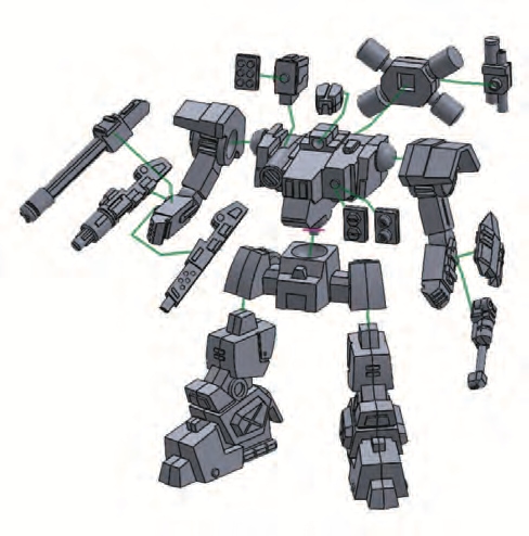 F2-19 Battleframe Exploded Parts View